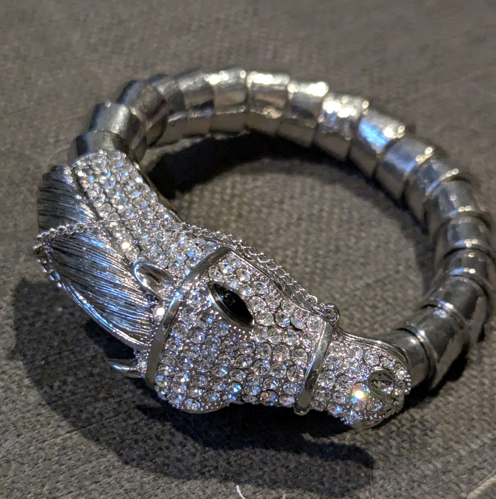 Betsey Johnson Silver and Black Horse Bracelet